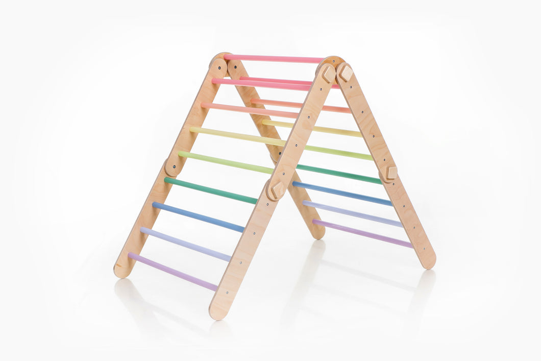 Pastel Rainbow color Transformable Pikler triangle and arch