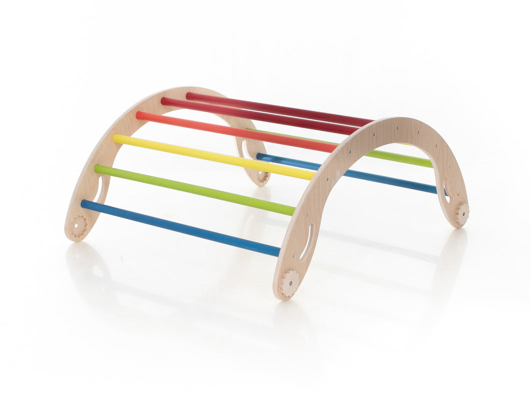 Rainbow color Transformable Pikler triangle and arch set