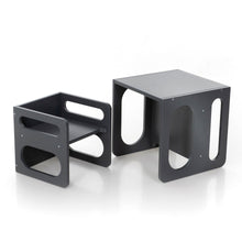 Load image into Gallery viewer, Anthracit Grey Montessori Cube Chair Set, Cube Chair and Table Set, Montessori Cube Table, Montessori Furniture
